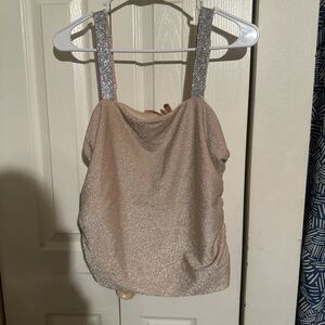 Women's Glitter Strap Champagne Tank Top